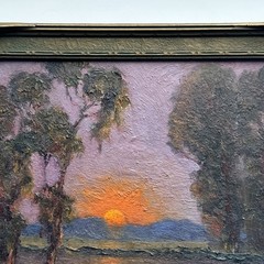 CALIFORNIA SUNSET PAINTING LANDSCAPE ANTIQUE FRAME DAVID WESTERLING LISTED 10″