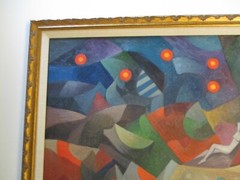 LARGE ABSTRACT PAINTING NIGHT EXPRESSIONISM MODERNISM CUBIST CUBISM Mystery