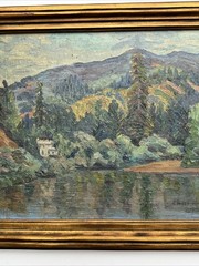 ANTIQUE AMERICAN IMPRESSIONIST PAINTING LANDSCAPE INDIANA CALIFORNIA KENNEDY
