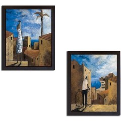 Framed Sea Breeze & The Stop by Lourenco 2-pc Canvas Art Set (16 x 13 in Ea Pc)