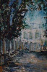 ORIGINAL FRAMED OIL VEDADO TREE LINED STREET OLD HAVANA CUBA ARTIST: HECTO VIDAL
