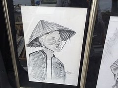 Vintage Hand Painting Of Asian Old Couple Paintings, Old Women And Man