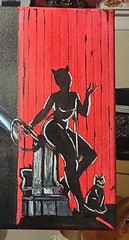 Original Acrylic Painting w/glow paint of Catwoman. ( Michelle Pfeiffer)
