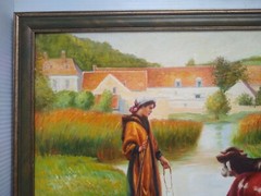 Pastoral Landscape Farmhouse Country Living Original Painting on Canvas Signed