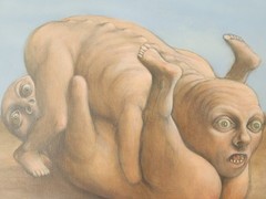 Rod Henderson Original Surrealist Painting „Tumbling Twins“