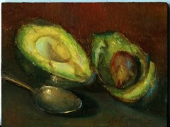 Avocado 6×8 in. Oil on mounted canvas by Hall Groat II