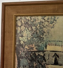 Rue Du Mont Paint On Canvas French Artist Maurice Utrillo (1883-1955) Signed