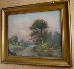 CHANDLER, ANTIQUE PASTEL OLD FRAME IMPRESSIONIST LANDSCAPE American Art FINE ART