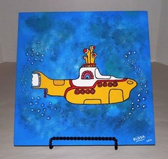 Yellow Submarine Beatles Pop Art Music Flagstone Painting By Elissa Dawn Shakal