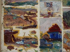 Ukrainian Soviet USSR Oil 11 Paintings postimpressionism landscape sketch etude