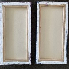 Pair Set 2 Original Modern Abstract Paintings signed Diptychs each 10×20″