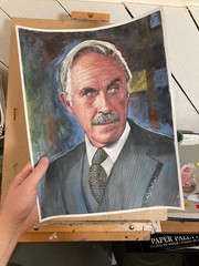 Actor Jason Robards Painting Acrylic on Paper Unframed