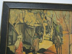 VINTAGE RUSSIAN VILLAGE PAINTING BY GORNITSKY PORTRAIT MAN AND HORSE RARE ART