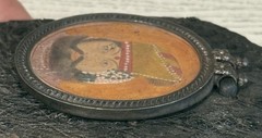 19th Century Miniature Painting Of Maharaja In Sterling Pendant