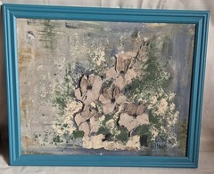 Vintage MCM Helyn Mann Original Oil Painting Heavy Impasto Floral