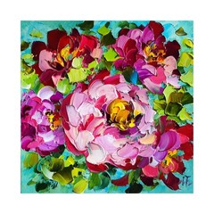 original oil painting Rose Peony Pink Red Flowers Impasto Floral art 6*6 inch