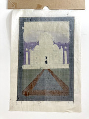 Taj Mahal Linen Painting Indian Palace Architecture Art World Travel Landmark