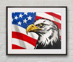 Striking Patriotic Bald Eagle Acrylic Painting on 12×16” Stretched Canvas