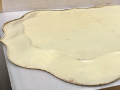 Vintage Handpainted Large Cream Tea Tray Flowers Rusty Folk Art Tole Cottagecore