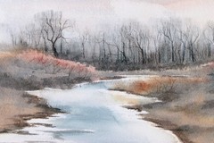EM STOUT WATERCOLOR PAINTING PAPER SIGNED AMERICAN ARTIST ROCKY MOUNTAIN WEST