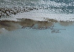 MYSTERY ARTIST ?? HAWAII COASTAL SEASCAPE OCEAN ROCKY SHORELINE SHORE BIRD BIRDS