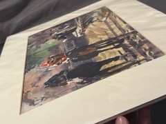 Vintage Original Horse Racing Racetrack Watercolor Painting by Tom Sutherland