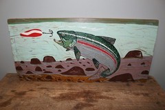 Vintage 1972 Folk Art Painting On Wood Eppinger Daredevil Trout Fishing Lure