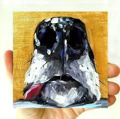 Original Oil Painting Dog’s Nose Funny Animals Pet Art Signed MADE TO ORDER