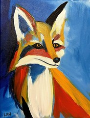 Laeknapes Sly Fox Art Original Abstract Painting 14X11 Canvas Home Expressionist