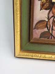 Antique Oil Painting On Board Pink Roses Signed Framed Wall Art Still Life 15X12