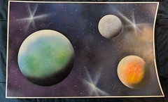 Space Planets Spray Paint Art Original – Poster-board (Planets, Outer, Stars)
