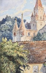 Joseph Willroider (1838-1915), signed watercolour, the Cross Gate in Ingolstadt