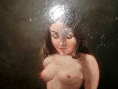 Genuine Oilg. Erotic woman signed L.Leux Circa 1900/30?
