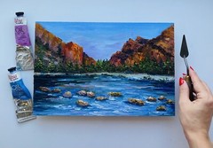 Original painting Mountain Lake Art Yosemite National Park art mountains Art