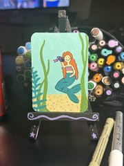 ACEO Original Acrylic Painting Art Card Hand Painted By Sillylilshop Mermaid