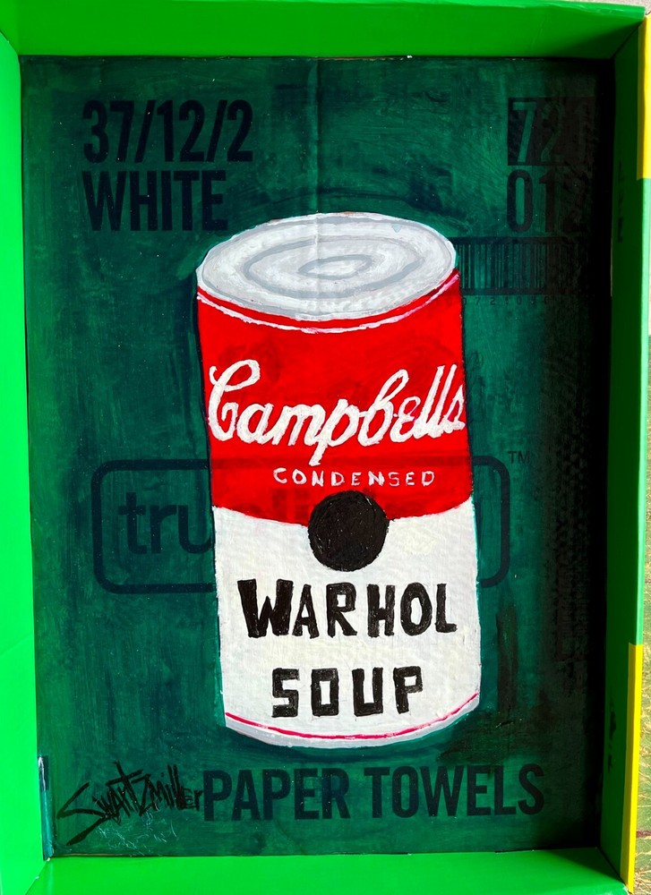 UNIQUE ANDY WARHOL SOUP Painting UPCYCLED SWARTZMILLER DNA SIGNED ART FRAMED COA