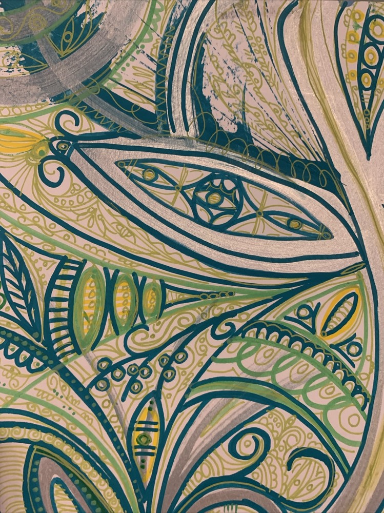 Moody Abstract Garden Drawing Mandala Patterns 11×14 Art On Paper Oak MoodyVirgo