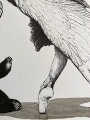 ALAIN DONATE SURREAL CUBAN ART Painting ORIGINAL SKETCH INK/CARDBOARD 12″X 16″