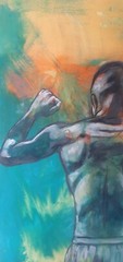 Male torso, bodybuilding on canvas, painted male torso, art