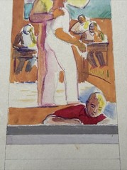 Jo Cain PAINTING ANTIQUE WPA MURAL STUDY LISTED AMERICAN REGIONALISM SCHOOL