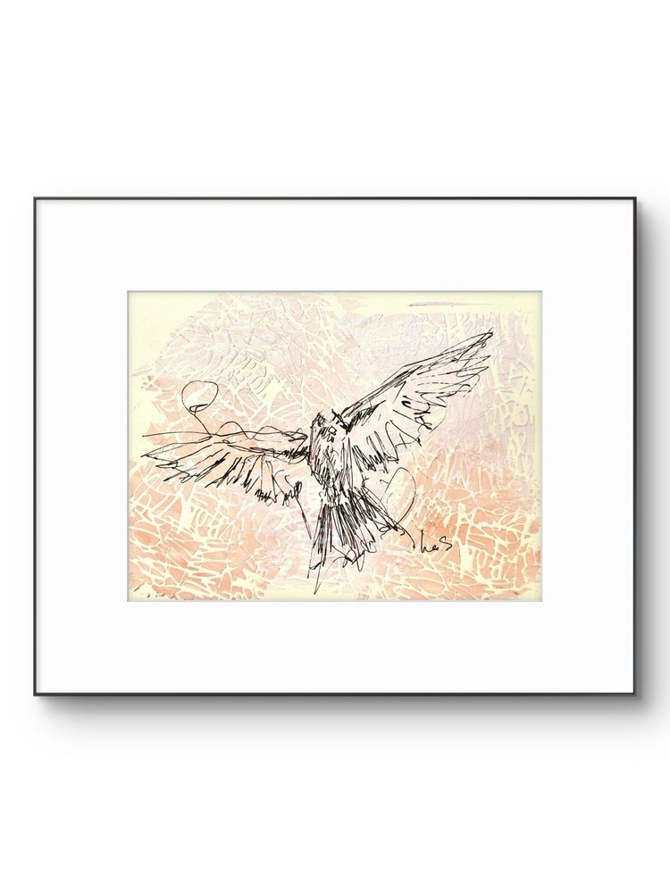 SAMATOWIC Bird Flying 9×12 Original Abstract Expressionism Drawing Signed Art 18