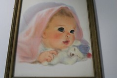 Lot of 4 Art prints, 15 1/2 x 12 1/2, Framed little boy baby, frames your choice
