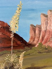Vintage Sedona Bell Rock Oil Painting Desert Landscape Signed 1974 Gold Frame