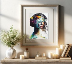 „Connected“ – Original Art Surreal Painting Veiled Figure with Black Raven – A5