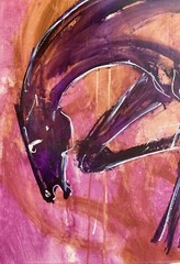 Large Neith Nevelson; Purple Horse  Signed 1998 38 inches by 50 inches