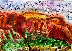 Abiquiu Watercolor Painting Pen And Ink The Colors Of Abiquiu2 Original By Mel