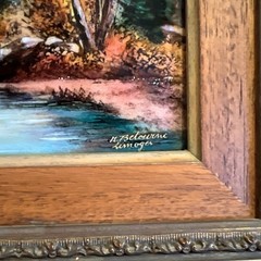 Vintage Limoges-M. Betourne Enamel French Painting 10”x7” Autumn By A River