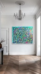 NEW ABSTRACT ART ON CANVAS Original Acrylic Painting BRIGHT SIGNED 55×63 Reed