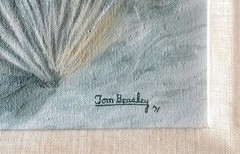 Original 1971 Tom Beasley Oil Painting Texas Landscape, Prickly Pear Cactus