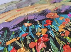 Landscape Original Oil Painting California Poppies on Canvas 25x30cm Signed Art